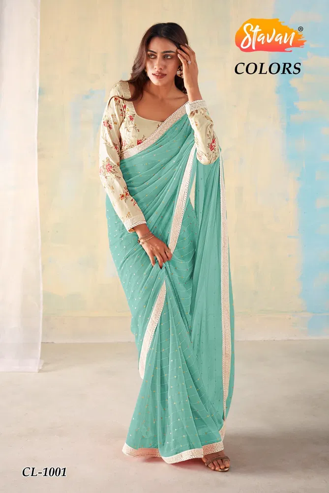 Sadi Colours By Rajyog Georgette Fancy Saree Wholesale In India